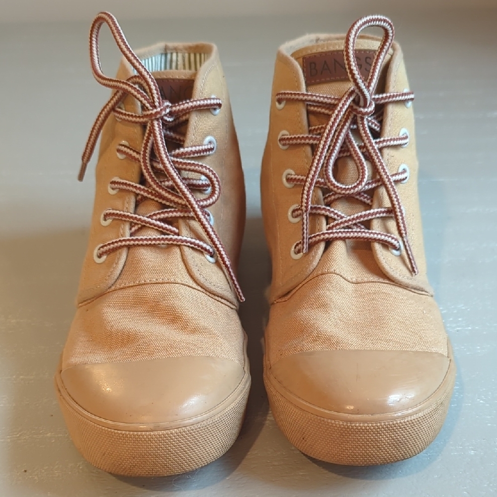 Bangs Sahara Sand High Top Sneakers Tan Unisex Mens 8 Women's 9.5 - Picture 4 of 10